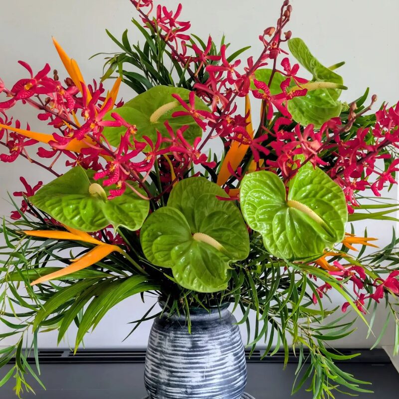 green anthurium flower arrangement